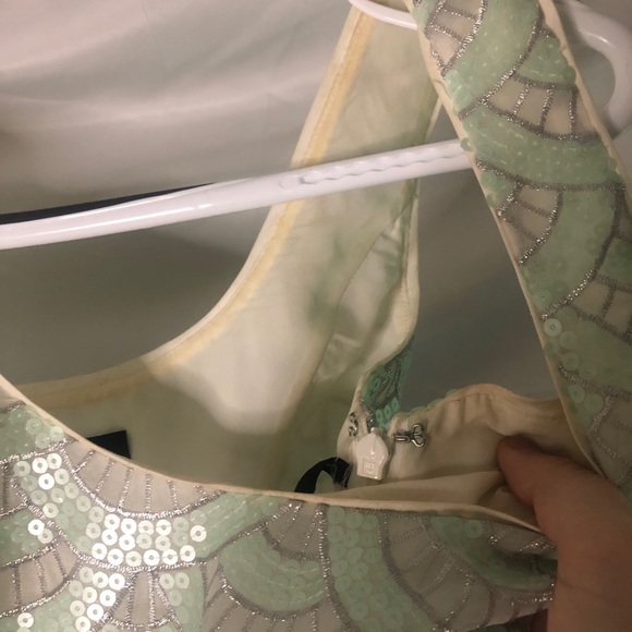 Bebe Mint & Silver Sequins Scalloped Dress - Picture 5 of 5